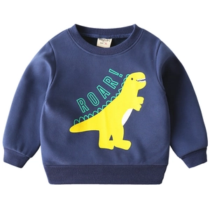 Sweat-shirt enfant bleu marine à motif dinosaure jaune avec doublure polaire