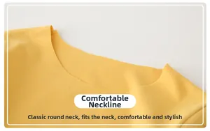 Détail du col rond en maille tricot jaune gingembre sur sous-vêtements enfants