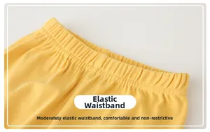 Gros plan de la taille élastique d'un sous-vêtement thermique jaune enfant