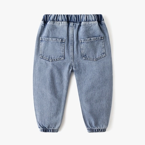 Pantalon jogger en jean bleu clair délavé pour garçons avec taille élastique