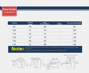 Tableau des tailles pour gilet à capuche enfant avec mesures de longueur, buste et taille