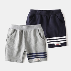 Short de Sport en Coton pour Garçons Été Enfants Rayé Décontracté Respirant Taille Élastique Short Doux en Tricot pour Enfants