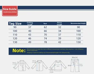 Size chart for children sweatshirt showing length bust and sleeve measurements