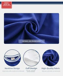Détails du maillot de sport bleu roi pour enfant avec maille respirante et col côtelé