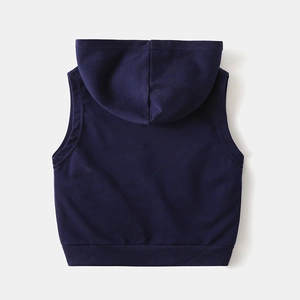 Gilet à capuche bleu marine pour enfant en coton doux avec ourlet côtelé pour l'automne
