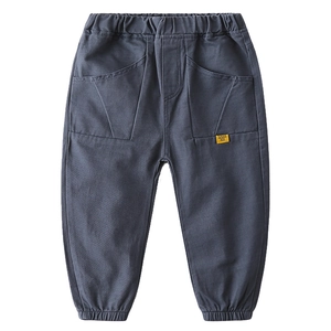 Boys casual joggers in dark grey with elastic waist and large side pocket details