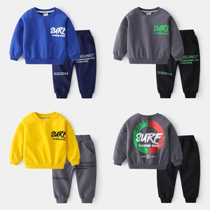 Vêtements de Sport Enfants Hoodie Et Pantalon de Jogging Mélange de Coton Décontracté Imprimé Lettres Haut Et Bas Survêtement