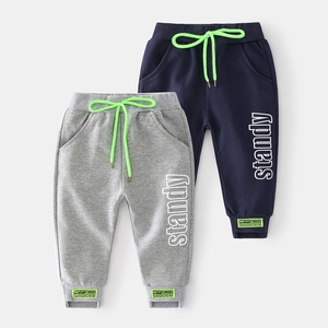 Boys Fashion Sweatpants Cotton Blend Casual Joggers With Fluorescent Drawstrings Letter Printed Autumn Clothes For Kids