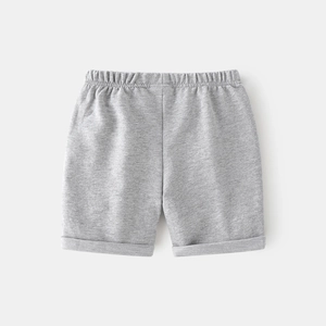 Children's summer heather grey knit shorts with elastic waist and cuffed hems