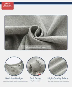 Detail of gray knit sweater featuring ribbed cuffs and a striped neckline for toddlers