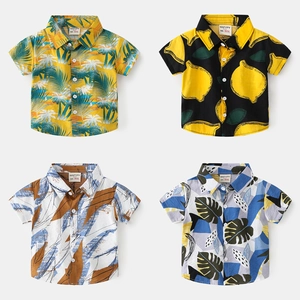 Kids Hawaiian Short Sleeve Shirt Tropical Floral Print Viscose Cotton Blend Beach Vacation Casual Button Down Top For Boys