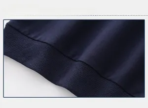 Detail of navy blue ribbed knit cuffs showing high elasticity and soft cotton blend fabric