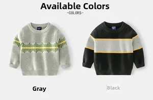 Comparison of grey and black color options for kids color-block knit sweaters