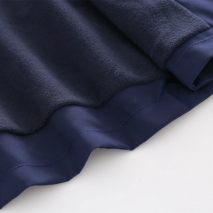 Navy blue kids hooded jacket featuring windproof outer shell and thick warm fleece lining