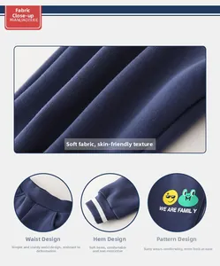 Dettaglio dei pantaloni invernali blu per bambini con vita elastica e polsini