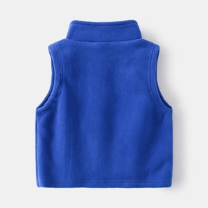 Gilet épais en polaire bleu roi pour enfants avec col montant et vue arrière douillette
