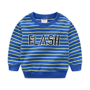 Kids long sleeve sweatshirt set with yellow and blue stripes featuring FLASH embroidery