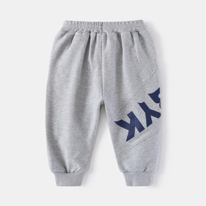 Pantalon de jogging gris clair pour enfants avec imprimé KYK et taille élastique