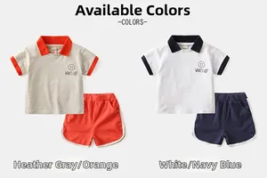 Ensembles d'été pour garçons avec cols polo et motifs de visage souriant