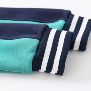 Kids color-block sweatshirt with ribbed striped cuffs and high-quality cotton fabric detail