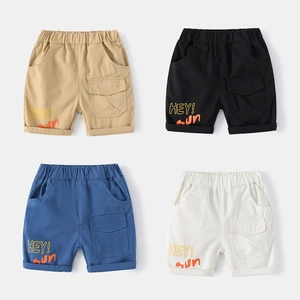 Short Cargo Décontracté pour Garçons Mélange de Coton Taille Élastique Pantalon d'Été Avec Impression de Lettres