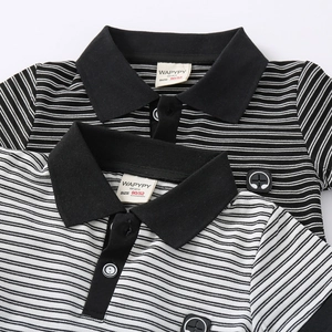 Polos classiques à rayures pour garçons en maille respirante avec détails de col élégants