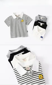 Detail view of cotton polo shirts showing the monster embroidery and pique fabric texture