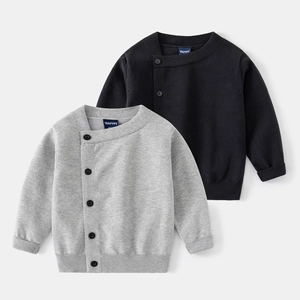 Cardigan in Maglia per Bambini Maglione Misto Cotone Bottone Asimmetrico Morbido Top a Maniche Lunghe Primavera Autunno