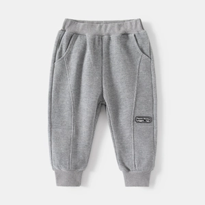 Pantalon de jogging gris en maille gaufrée pour garçon avec taille élastiquée