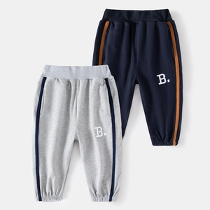 Kids Boys Cotton Blend Sweatpants Letter Embroidery Side Stripe Elastic Waist Joggers Casual Spring Autumn Sports Pants