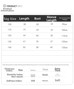 Guide des tailles pour pulls garçon avec mesures de longueur, poitrine et manches