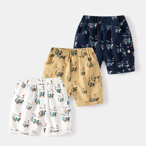 Boys Casual Cotton Blend Shorts With Colorful Elephant Print Soft Elastic Waist Summer Kids Knee-length Cargo Pants