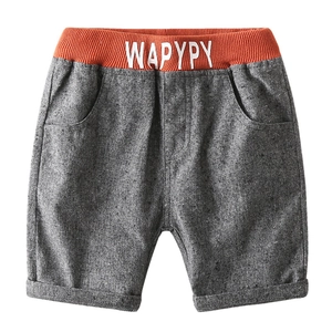 Casual grey boys shorts with orange elastic waist featuring WAPYPY letter print