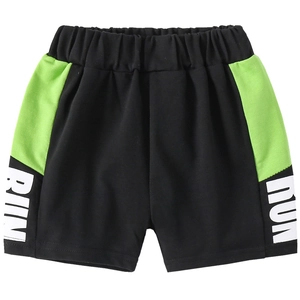 Short de sport enfant noir et vert citron avec imprimé RUN et taille élastique