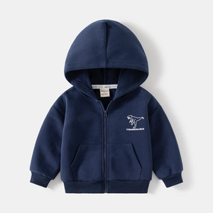 Sweat à capuche bleu foncé pour tout-petit avec imprimé dinosaure et fermeture éclair