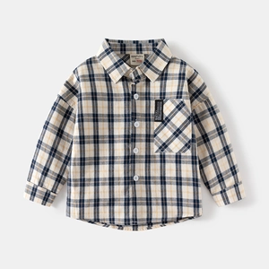 Camicia a Scacchi per Ragazzi 100 Cotone Manica Lunga Top Casual per Bambini Stile Coreano Autunno Camicia Bimbo