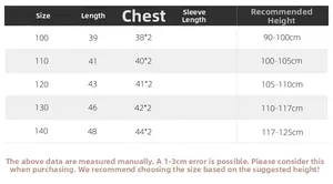 Detailed size chart for kids vest including length bust and height guide 100-140