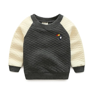 Jungen Verdickte Baumwollmischung Gestepptes Sweatshirt Tukan Stickerei Kontrast Raglanärmel Pullover Casual Herbst Winter Top