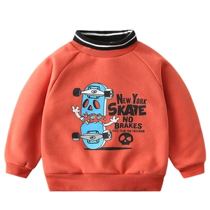 Sweat épais pour enfant orange avec col montant et imprimé graphique New York skate