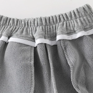 Kids warm fleece sports trousers with bear embroidery and elastic waistband in gray