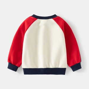Sweat enfant à plat montrant les poignets côtelés et les manches raglan bicolores