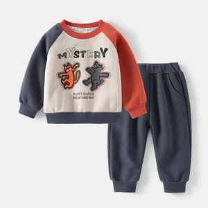 Ensemble sweat-shirt enfant à manches longues, design color-block et imprimés cartoon