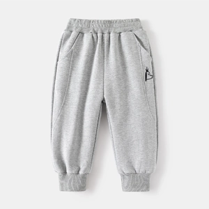 Pantalon de sport gris clair pour garçons avec broderie cartoon et taille élastique