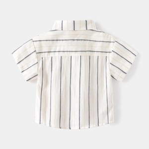 Kids short sleeve striped shirt in breathable cotton with minimalist back design
