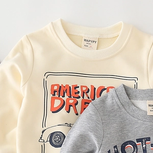 Loose-fit cartoon sweatshirts for boys with American Dream print and crew neckline
