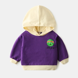 Boys Casual Color Block Hooded Sweatshirt Cartoon Dream Letter Print Long Sleeve Pullover Cotton Blend Kids Hoodie
