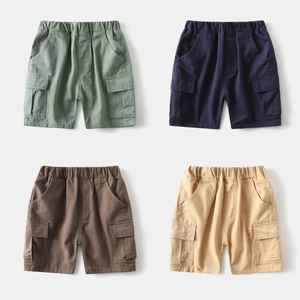 Set pantaloncini cargo estivi da bambino in verde, blu, marrone e kaki con elastico