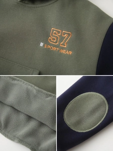 Kids fleece-lined hoodie with color-block design and 57 S.PORTWEAR embroidery