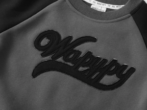 Détail de la broderie sur sweat à capuche enfant doublé polaire avec manches raglan