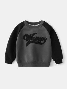Sweat-shirt pour enfant en polaire avec manches raglan contrastées et broderie